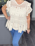 Sadie crochet top with vest -Beige