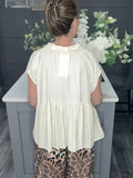 Cream pleated smock shirt