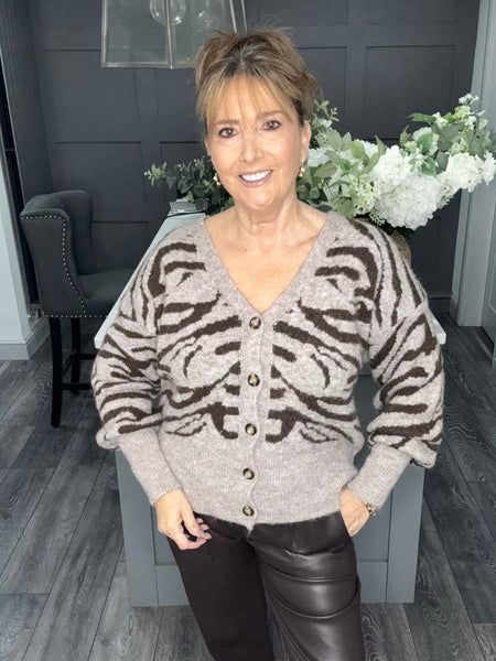 Chocolate zebra soft knit cardigan