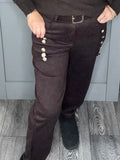 Chocolate suede feel trouser with belt