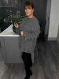 Grey shaggy soft chunky jumper