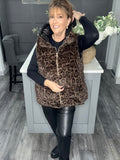 Fly faux fur hooded gilet-Leopard