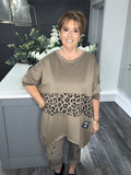 Mocha leopard scuba zip sweat top