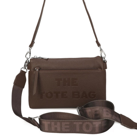 Chocolate multi compartment Tote crossbody bag
