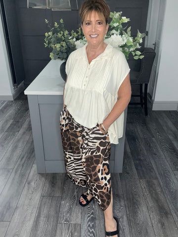 Chocolate abstract animal print trouser