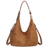 Soft faux suede slouchy shoulder bag-Tan