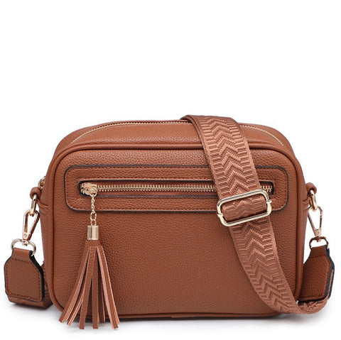 Tan tassel camera bag