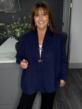 Super soft ribbed star cardigan-Navy