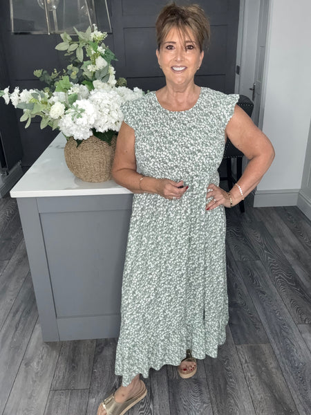 Khaki ditsy flower Maxi
