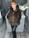 Fly faux fur hooded gilet-Leopard