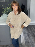 Chenille cord military hoody -Beige