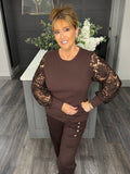 Italian lace sleeve seater-Chocolate