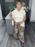 Mocha abstract animal print trouser