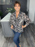 Ruffle front blouse-Black