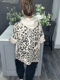 Beige leopard scuba hoody
