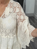 Alexa crochet lace shrug/cardigan-Beige