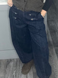 Military denim jeans-Dark denim