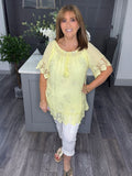 Sofia sequin and lace top-Lemon