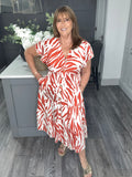 Zebra midi dress-Red
