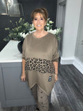 Mocha leopard scuba zip sweat top