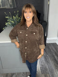 Chenille cord military hoody -Chocolate