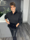 Sloane soft  scuba sequin hoody-Black