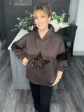 Chocolate sequin star scuba hoody