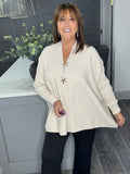 Super soft ribbed star cardigan-Beige
