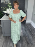 Ditsy flower maxi-Green
