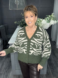 Khaki zebra soft knit cardigan