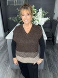 Italian stripe knitted slouch tank top-Chocolate/Mocha