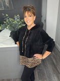 Lora leopard velour hoody-Black
