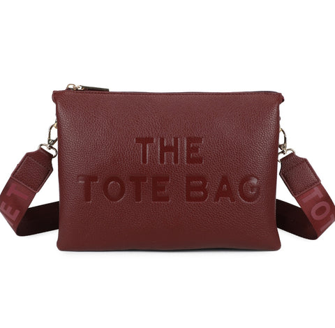 Tote crossbody bag with triple compartments-Burgundy