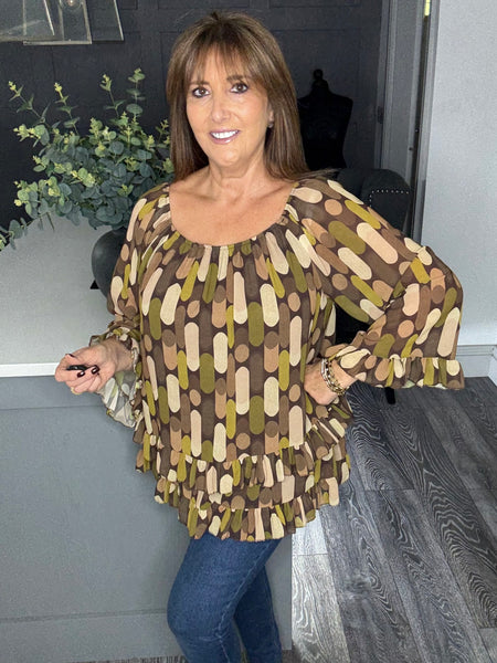 Frill layered hem top -Lime