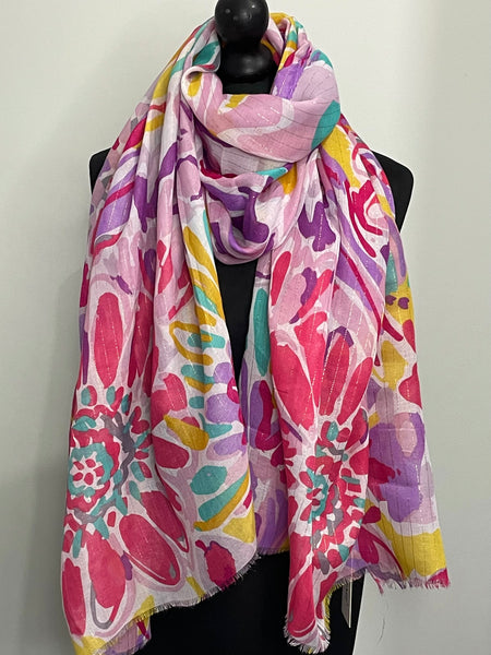 Abstract flower print scarf-Lilac