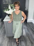 Lace midi dress-khaki
