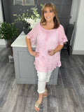Sofia sequin and lace top -Baby pink