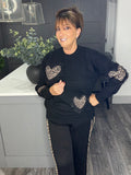 Leopard heart sweater-Black