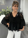 Alexa lace crochet shrug/cardigan-Black