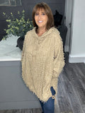 Shaggy hooded top-Beige