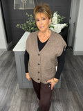Relaxed fit slouchy knitted waistcoat-Taupe