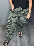 Denim camo barrel leg trouser-Khaki