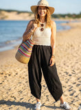 Front pocket tulip barrel leg trousers