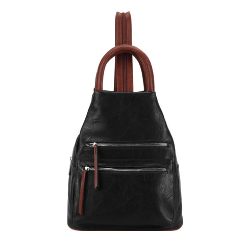 Front pocket triangular backpack-Black