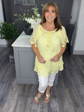 Sofia sequin and lace top-Lemon