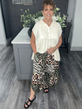 Khaki abstract animal print trouser