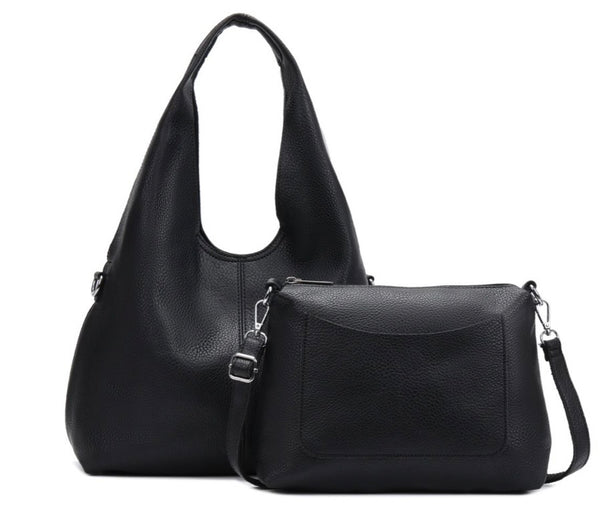 Medium slouchy Hobo Two bag set-Black