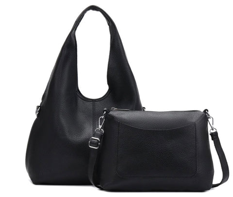 Medium slouchy Hobo Two bag set-Black