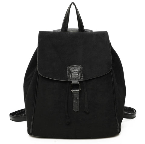 Large backpack in Lux faux suede-Black
