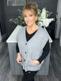 Relaxed fit slouchy knitted waistcoat-Grey